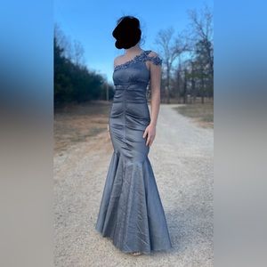 gunmetal color- one shoulder dress- size 6